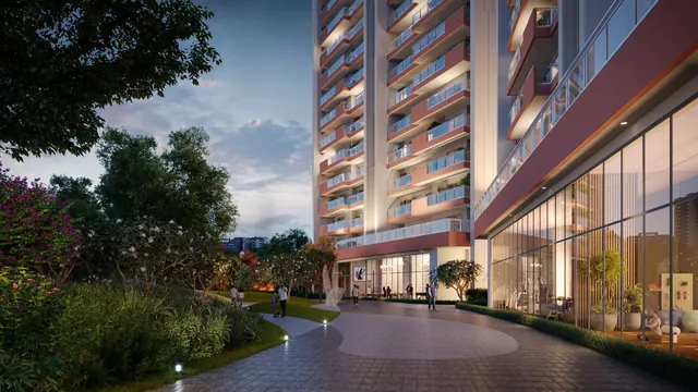 Adani The Marq - tower entrance and landscaped plaza thumbnail