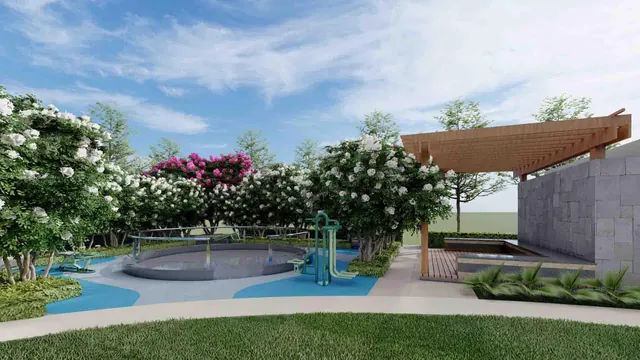 Adani Tatva Estates - landscaped garden with pergola render thumbnail