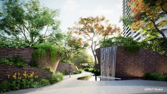 AIPL Riviera - landscaped courtyard with water feature thumbnail