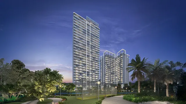 Central Park Delphine - towers with landscaped gardens at dusk thumbnail
