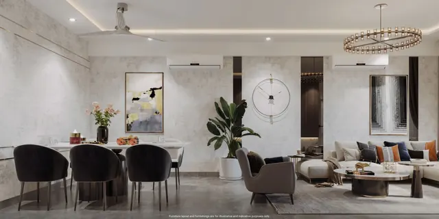 DLF Garden City Enclave - sample living and dining room (render) thumbnail