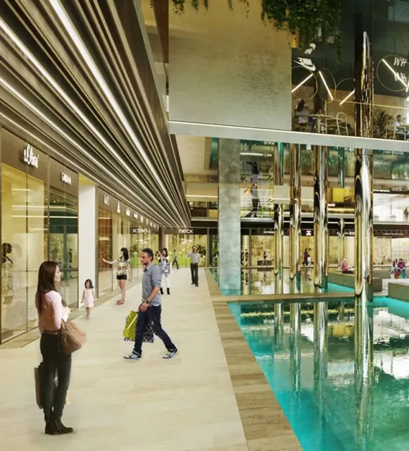 Elan The Mark - Retail promenade beside the water body, render thumbnail