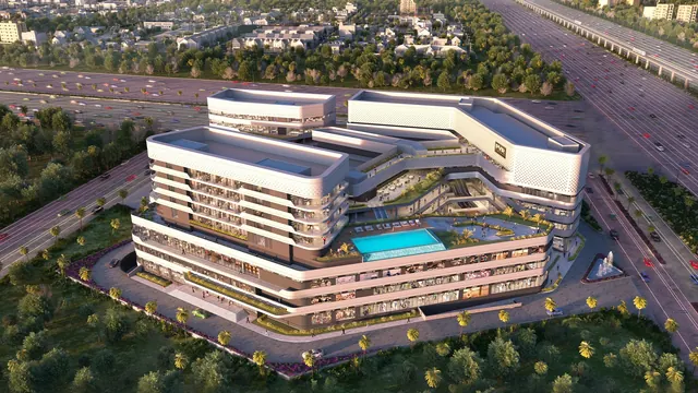 Elan Miracle - Aerial view of the complex and pool deck (render) thumbnail