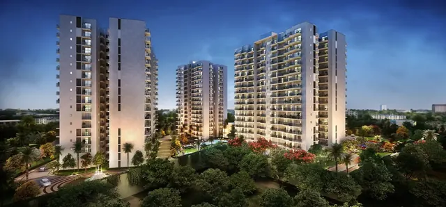 Godrej Habitat Gurgaon - towers exterior at dusk thumbnail