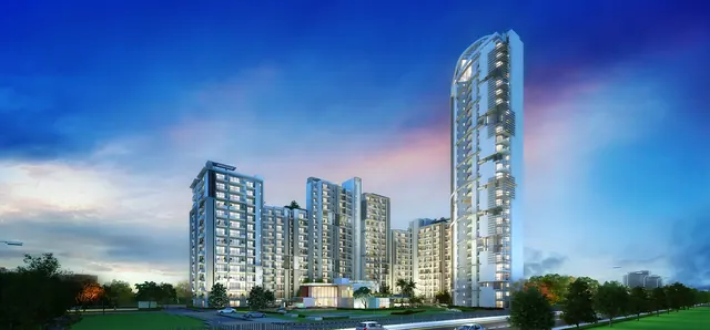 Godrej Icon - towers exterior at dusk thumbnail