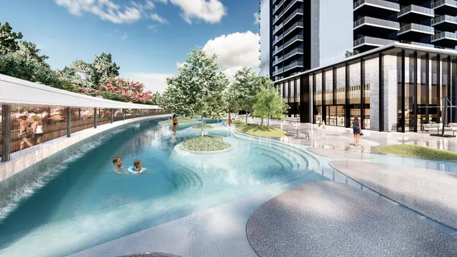 Krisumi Waterfall Suites - tower with organic waterfall pool thumbnail