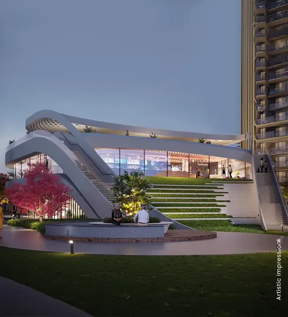 M3M Crown - clubhouse at dusk thumbnail