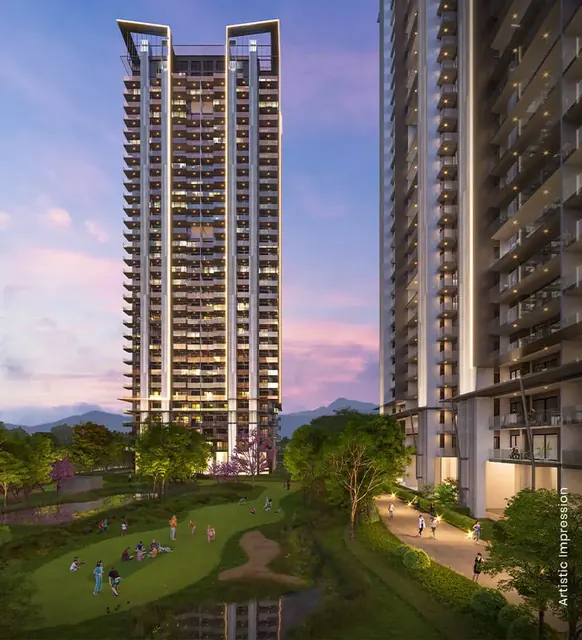 M3M Golf Hills - tower at dusk (portrait) thumbnail