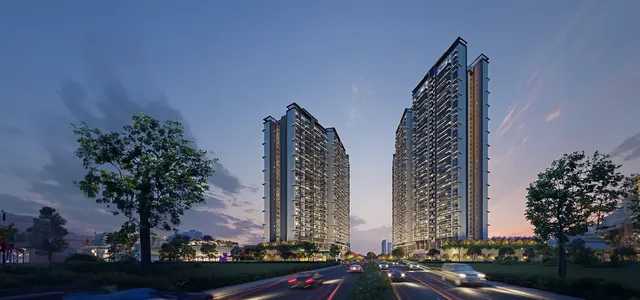 Signature Global Deluxe DXP 37D - towers at dusk from expressway thumbnail